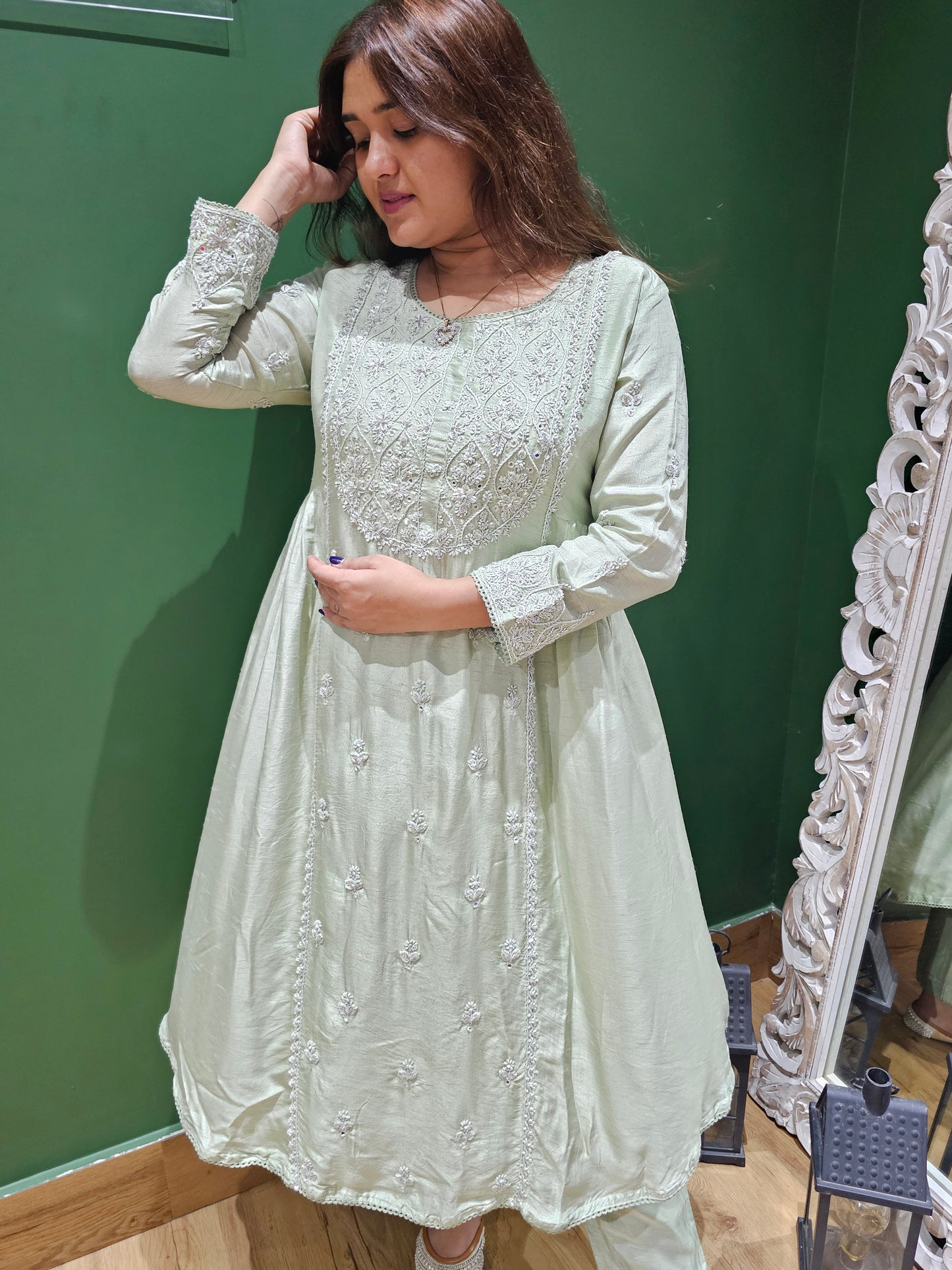 JEENAS pure silk with fully hand work kurta