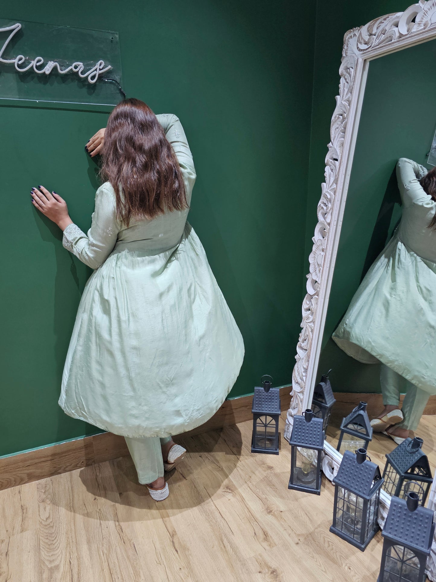 JEENAS pure silk with fully hand work kurta