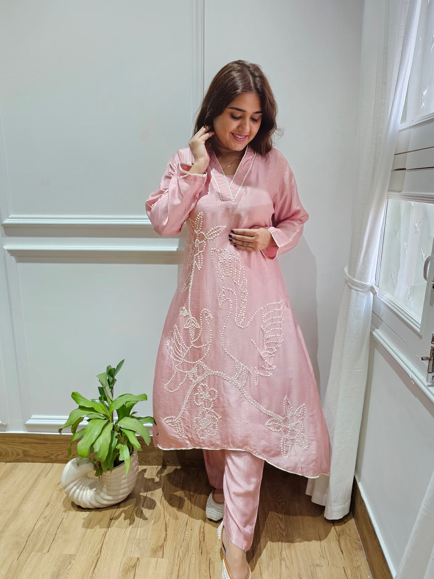 JEENAS pure silk with hand work kurta
