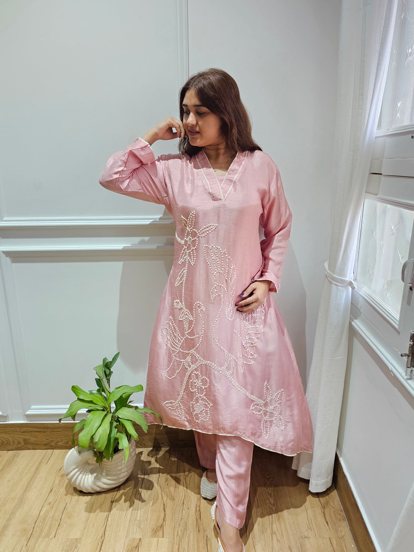 JEENAS pure silk with hand work kurta