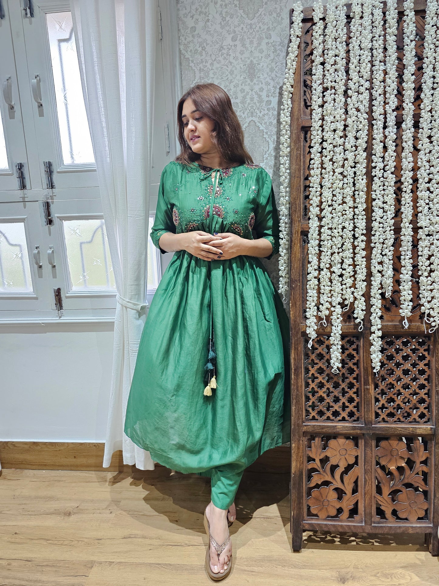 JEENAS pure silk with beautiful embroidery in kurta