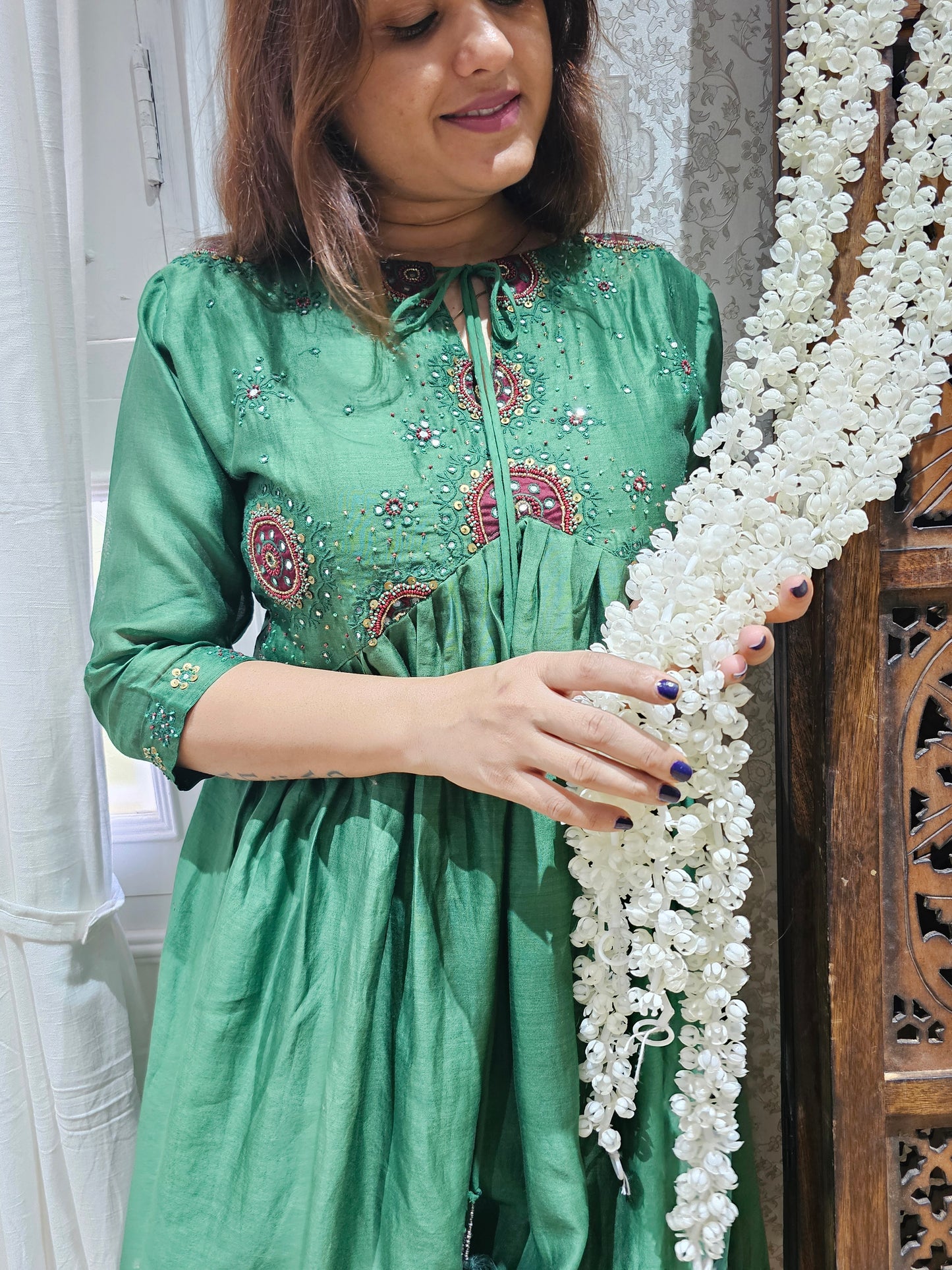 JEENAS pure silk with beautiful embroidery in kurta