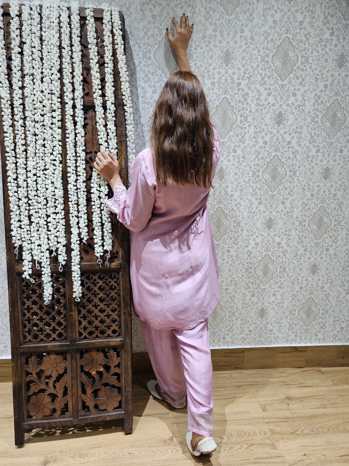 JEENAS pure silk with pearl work co-ord set