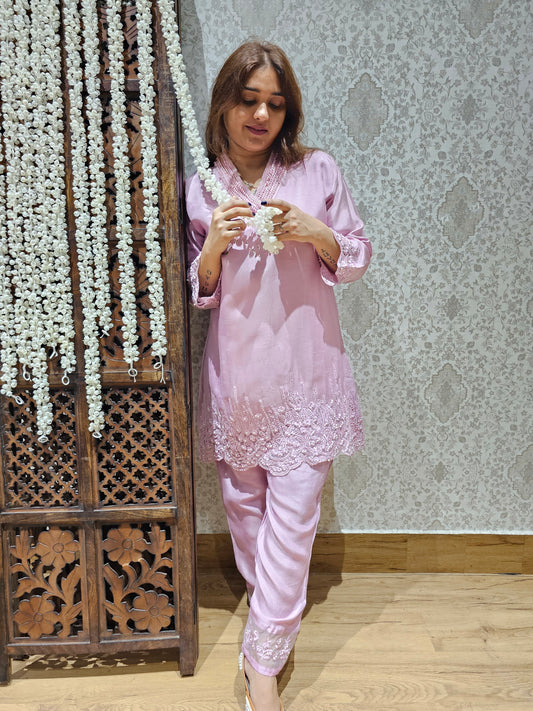 JEENAS pure silk with pearl work co-ord set