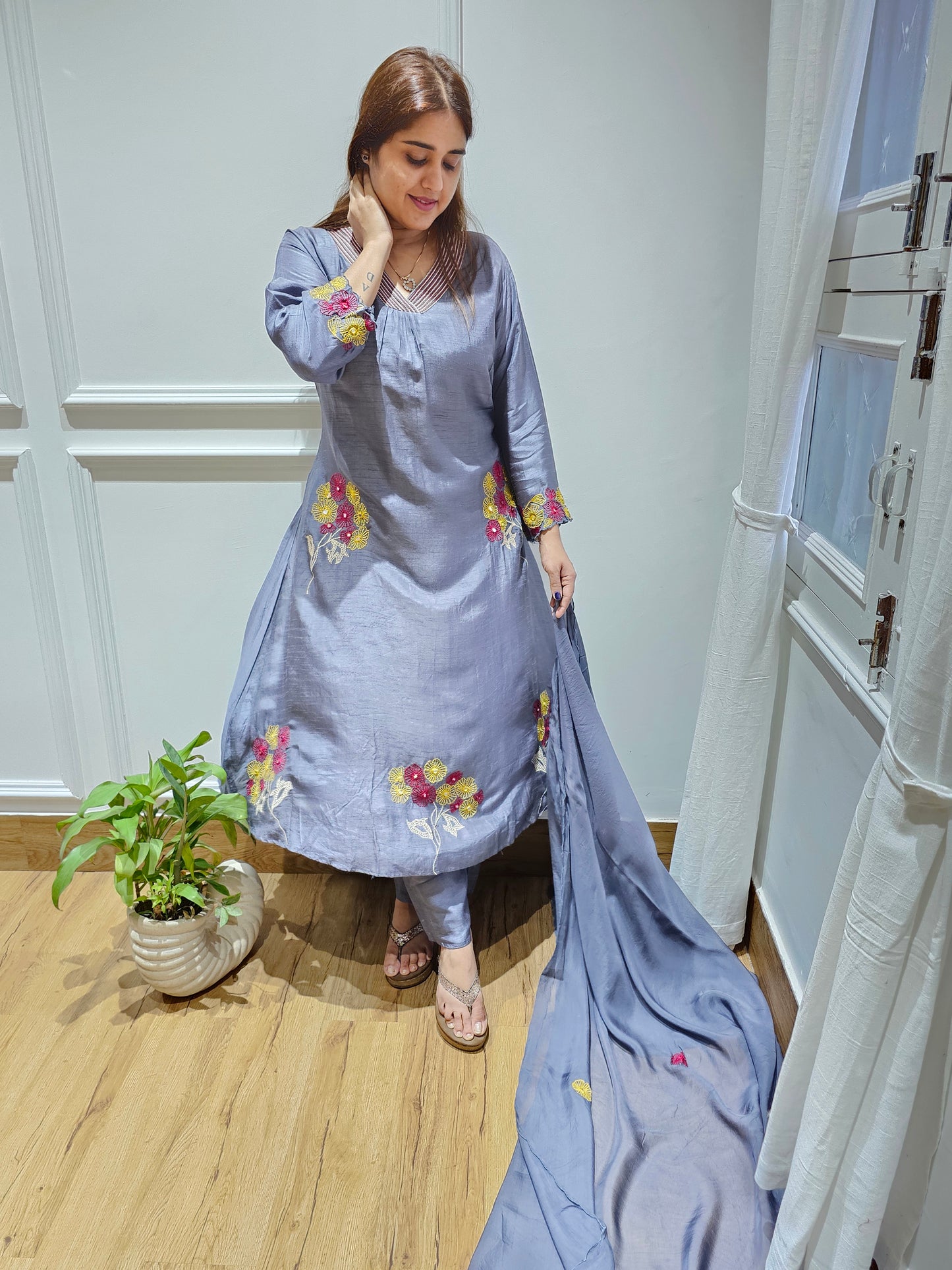 JEENAS pure silk with thread work kurta
