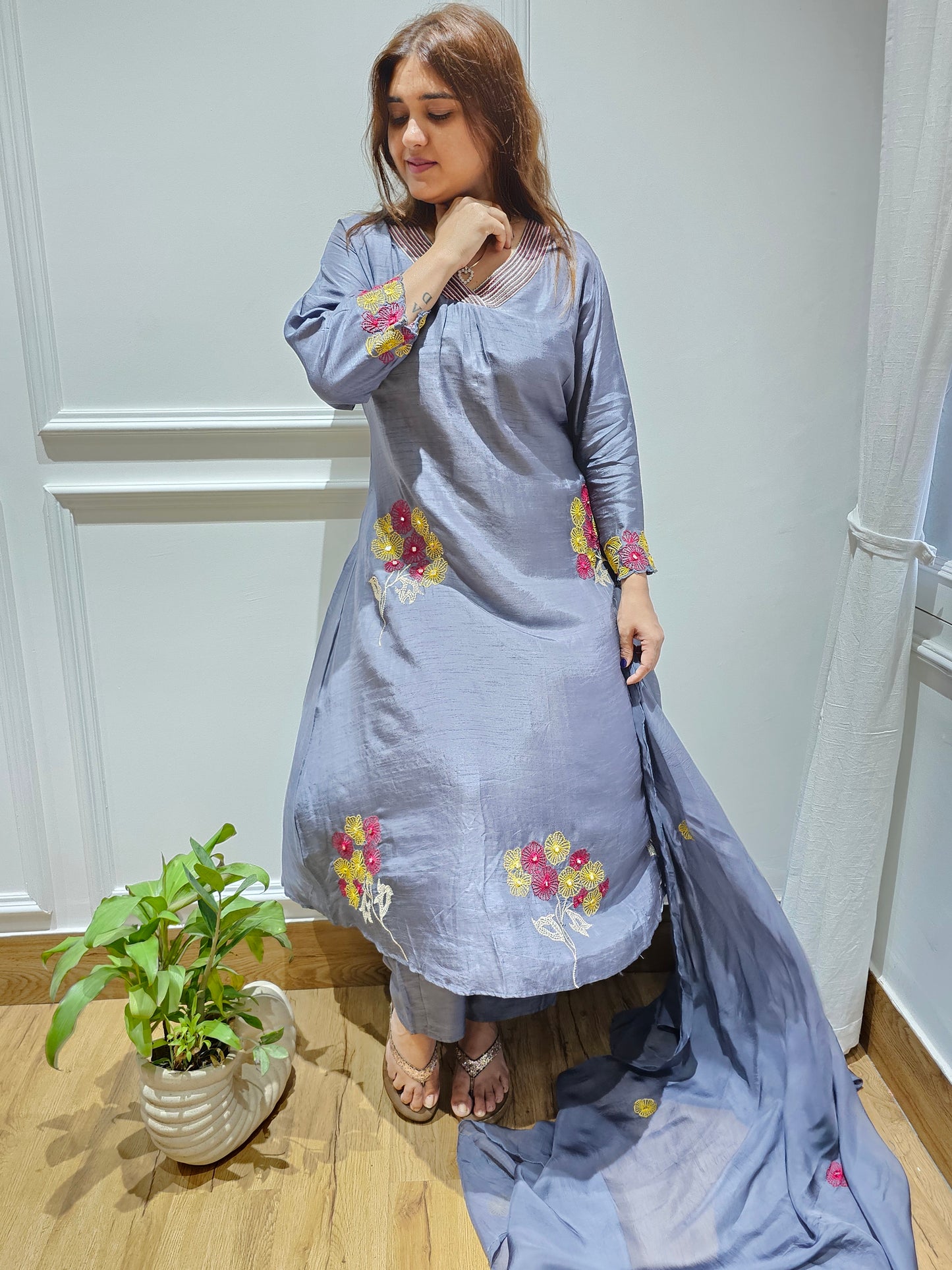 JEENAS pure silk with thread work kurta