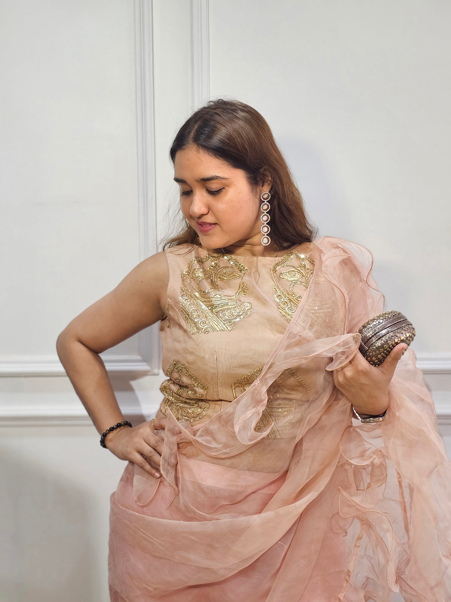 Jeenas organza drape saree