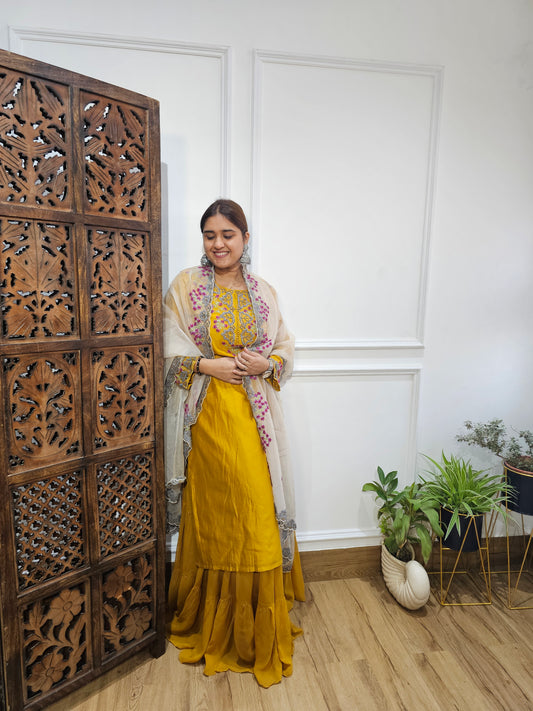 Jeenas heavy embroidery skirt kurta set