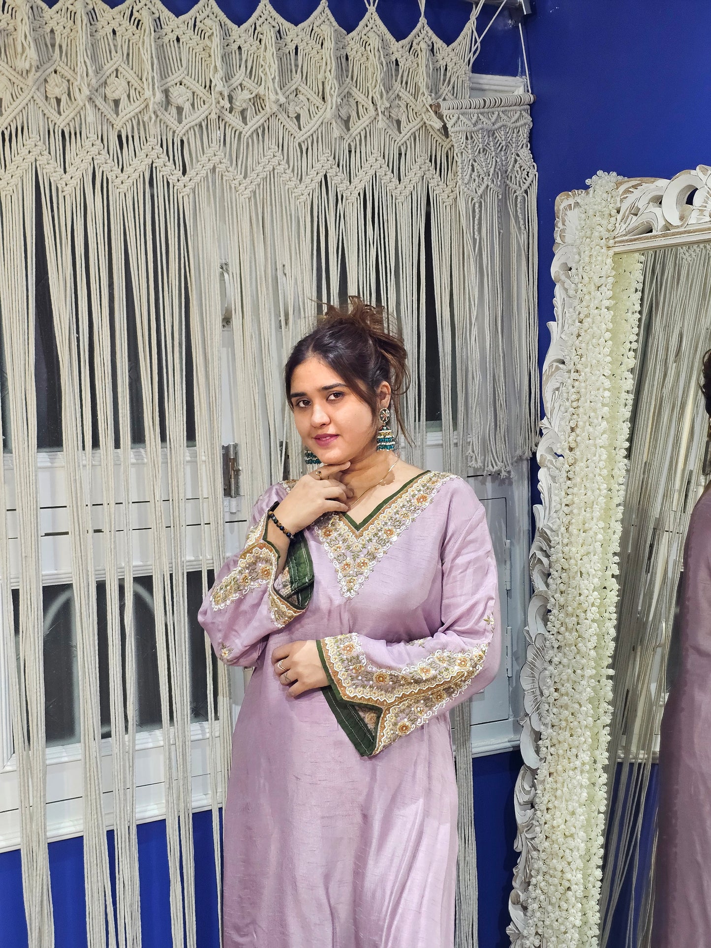 Jeenas silk Pakistani kurta pant set