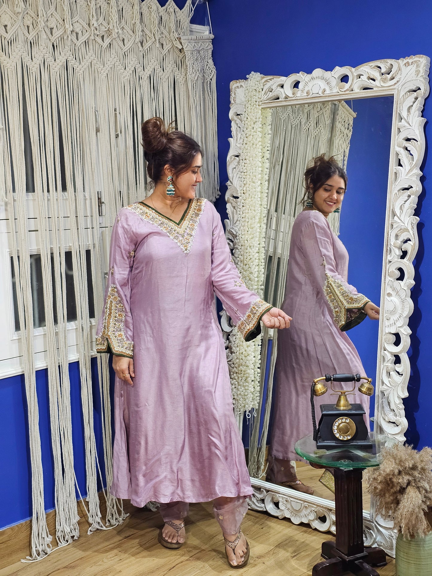 Jeenas silk Pakistani kurta pant set