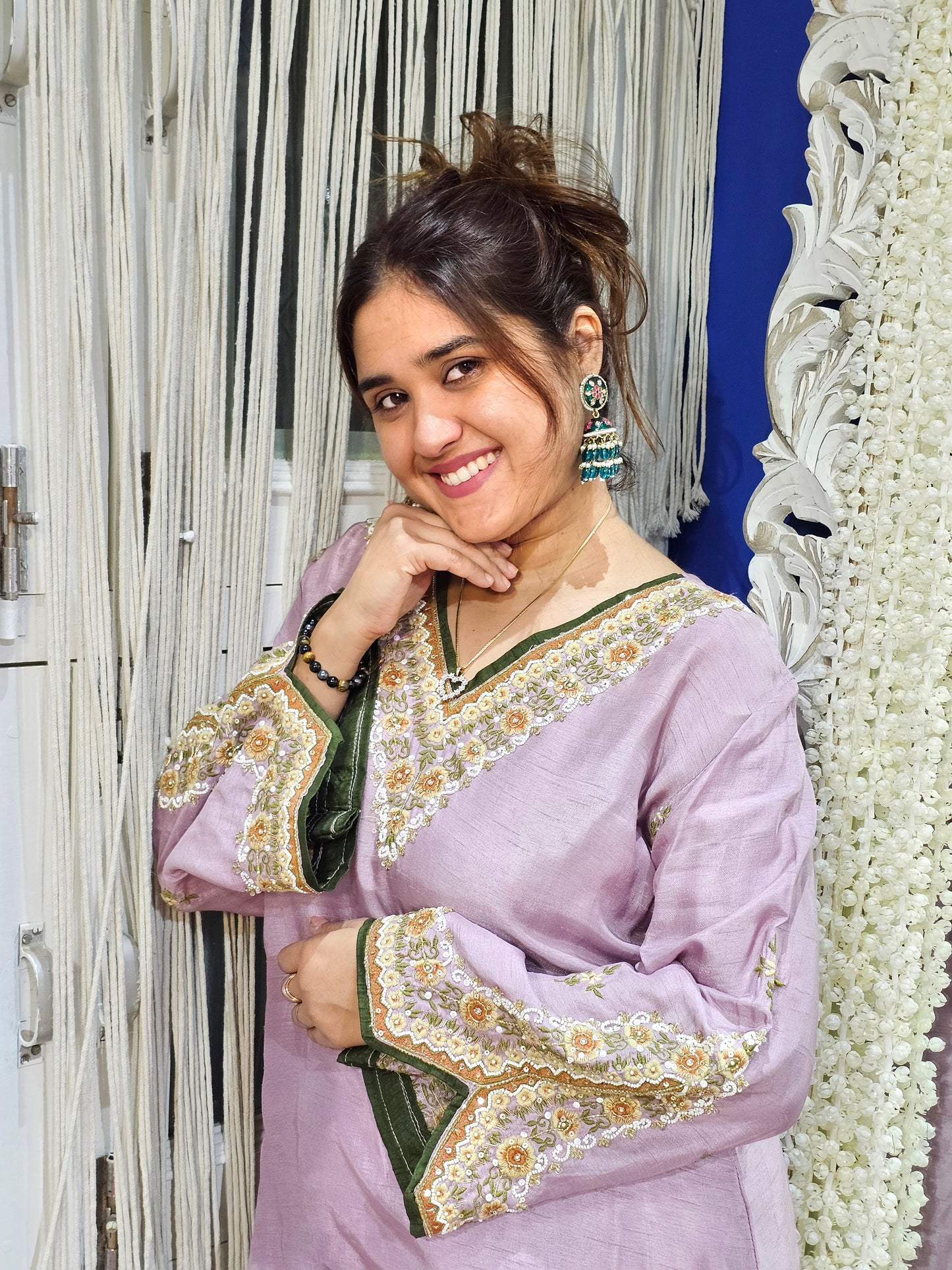 Jeenas silk Pakistani kurta pant set