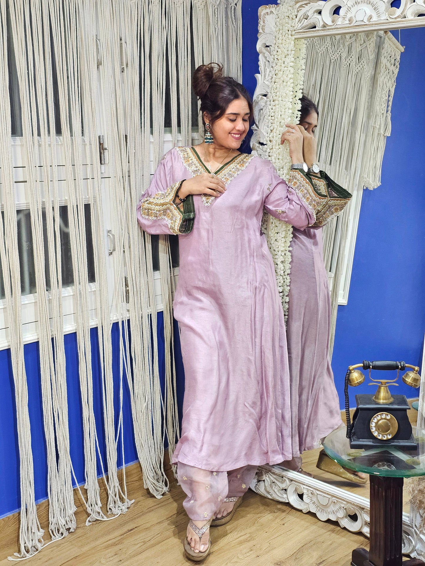 Jeenas silk Pakistani kurta pant set