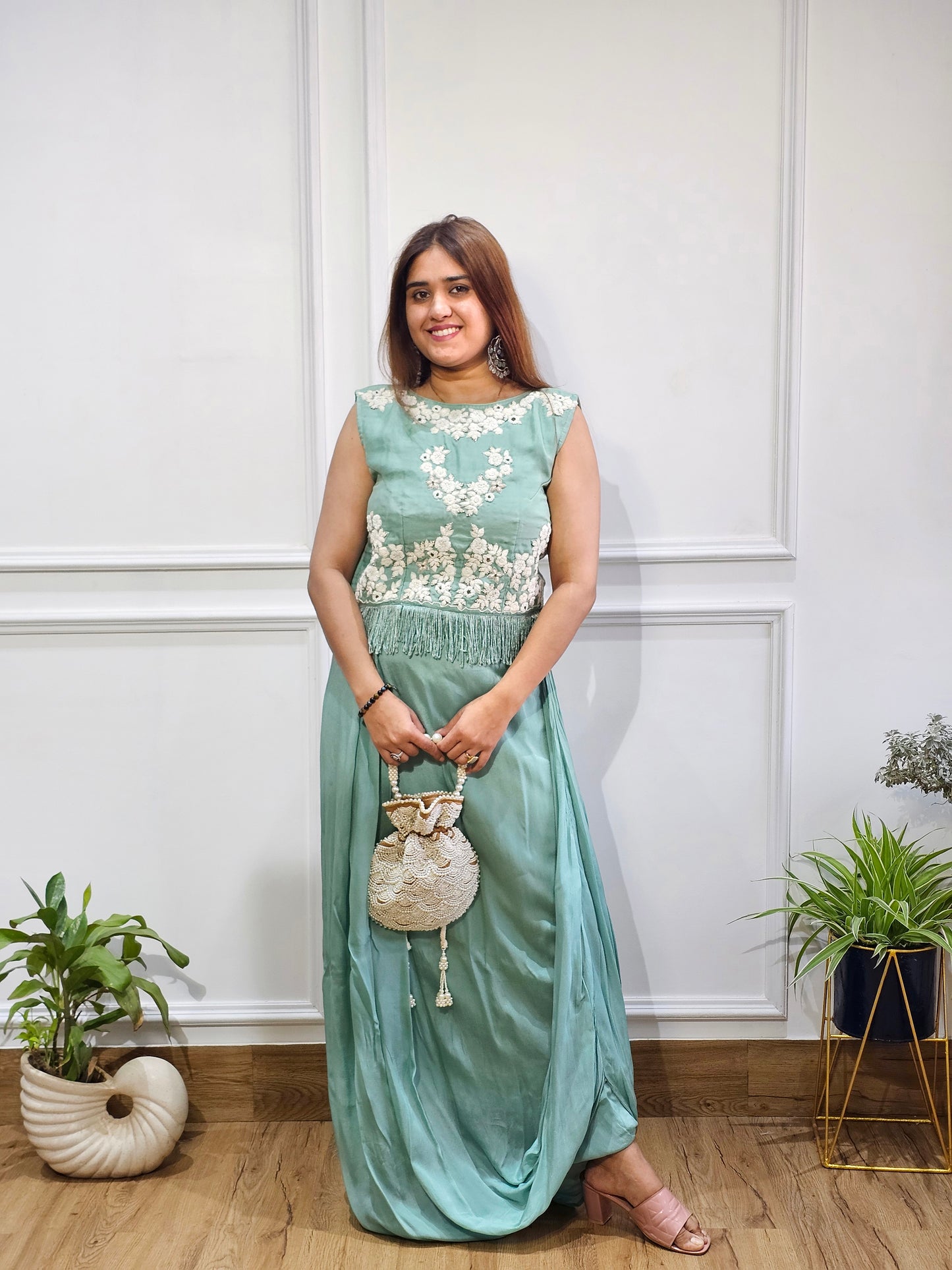 Jeenas pearl work indowestrn skirt top