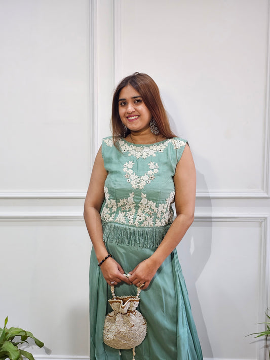 Jeenas pearl work indowestrn skirt top