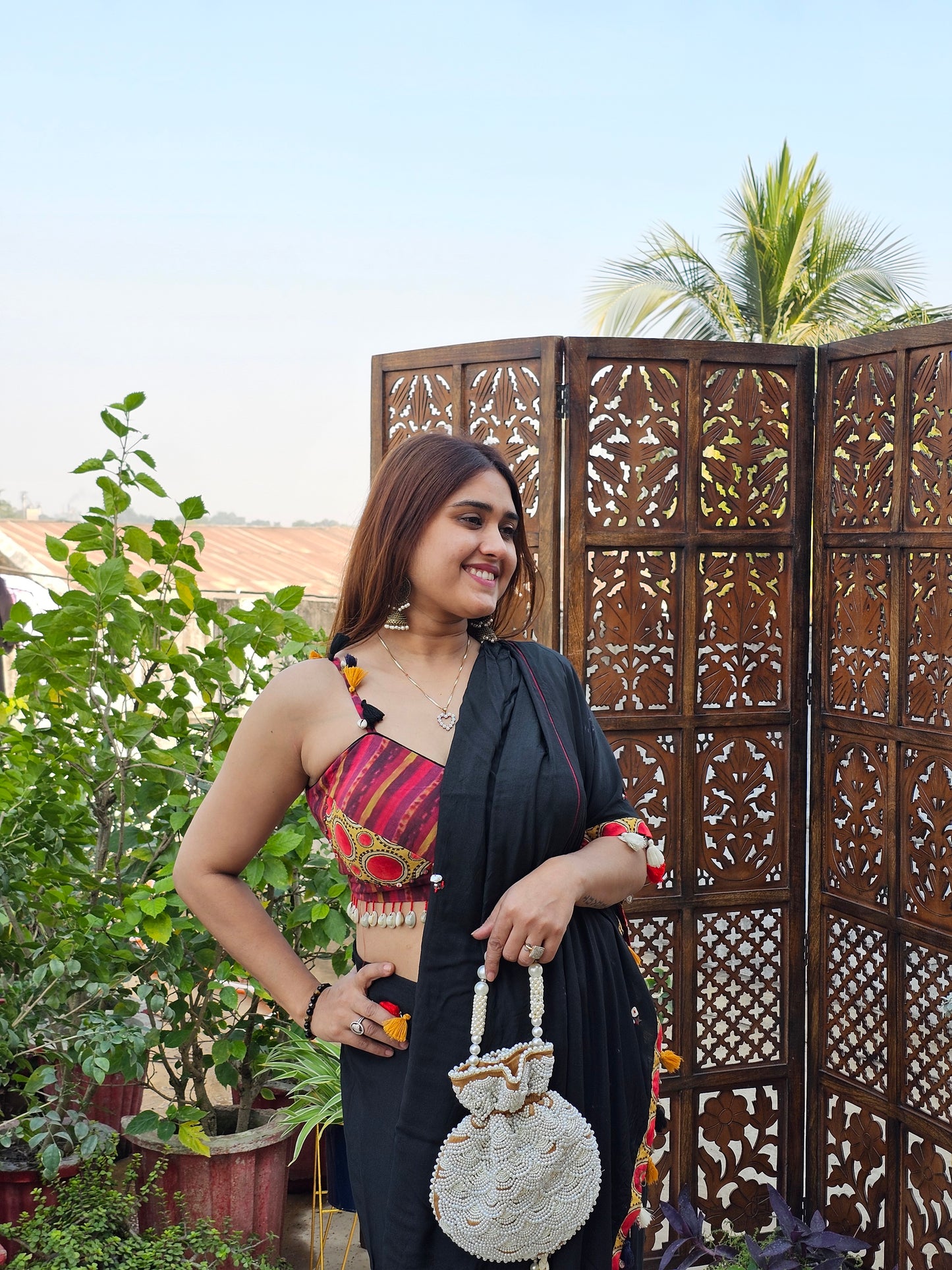 Jeenas boho look drape saree