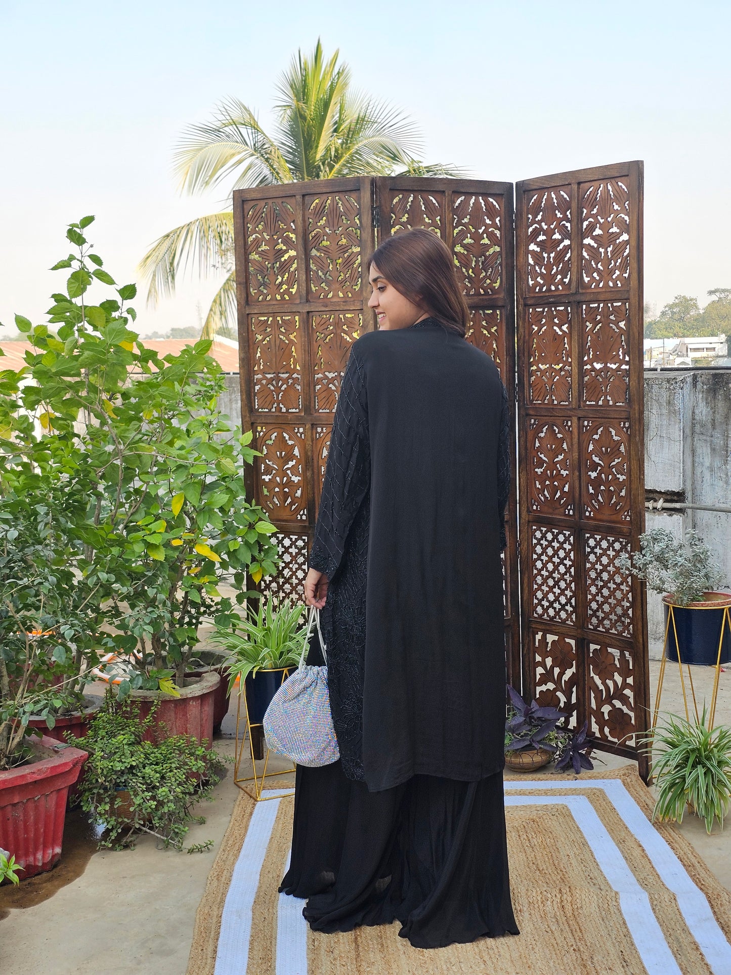 Jeenas indowestern black 3 piece divider set