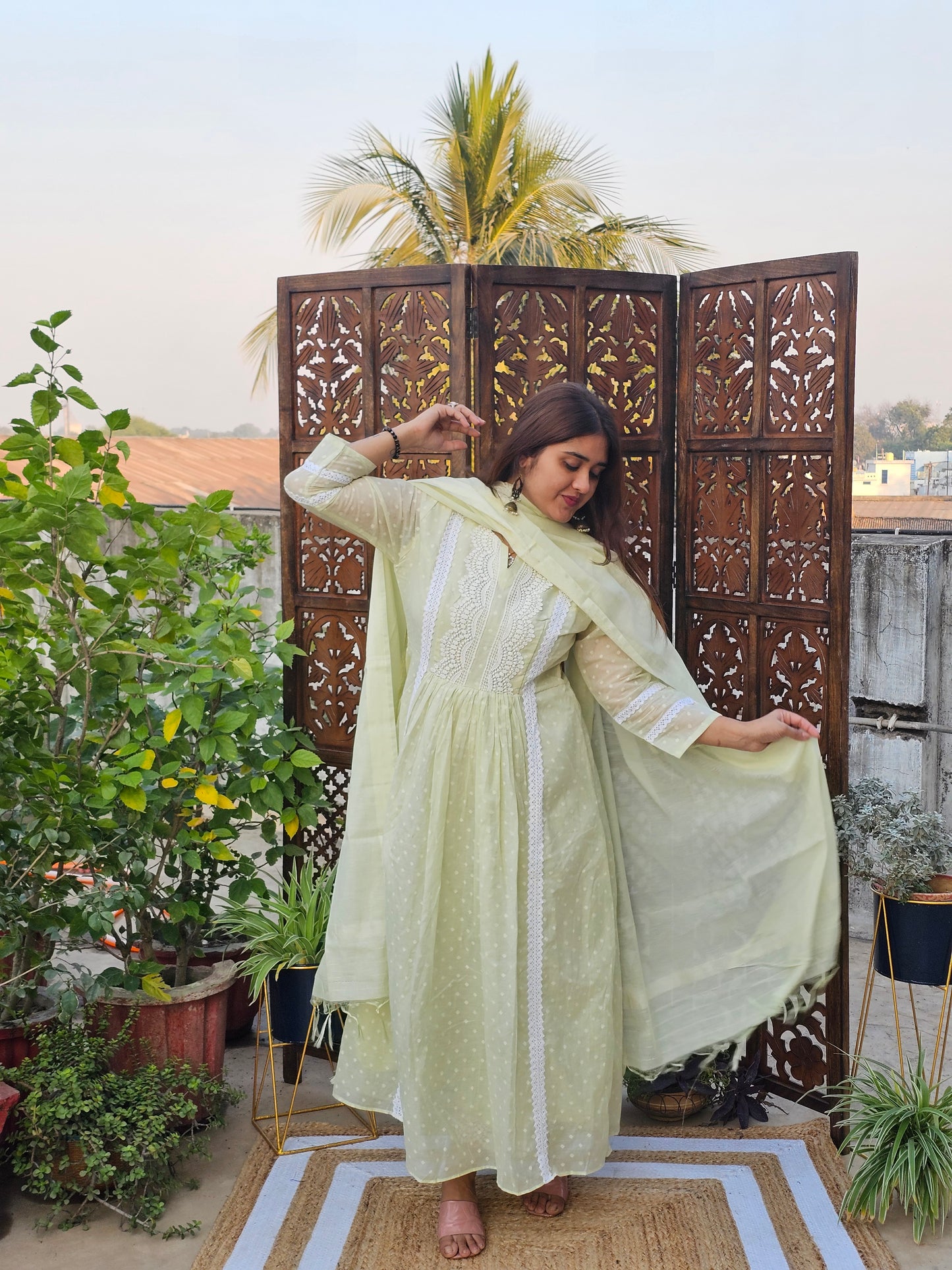 Jeenas anarkali pastel suit set