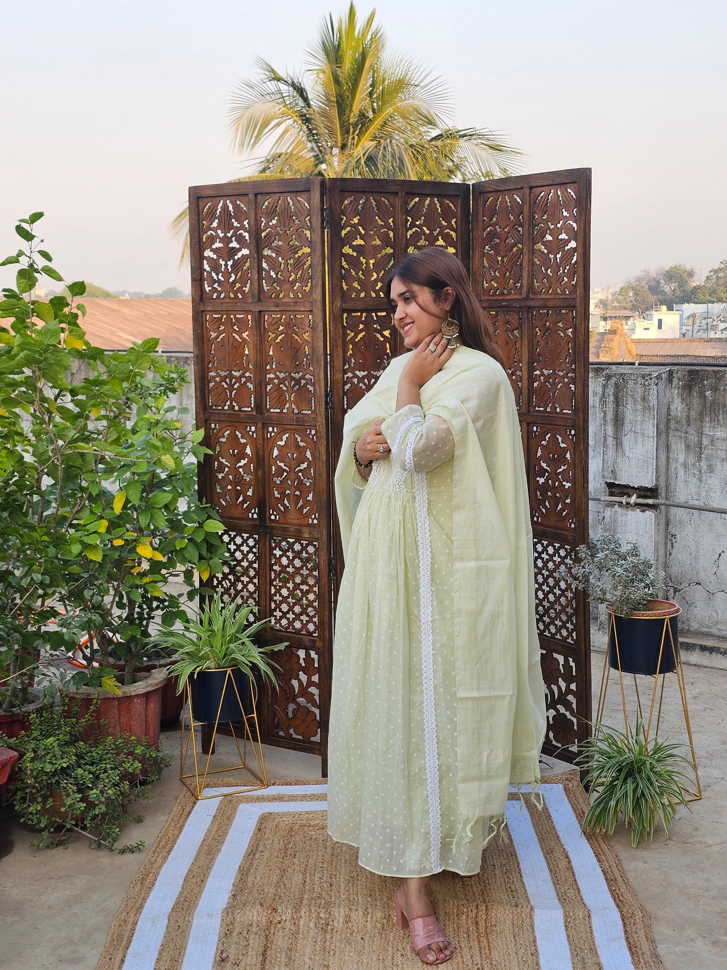 Jeenas anarkali pastel suit set