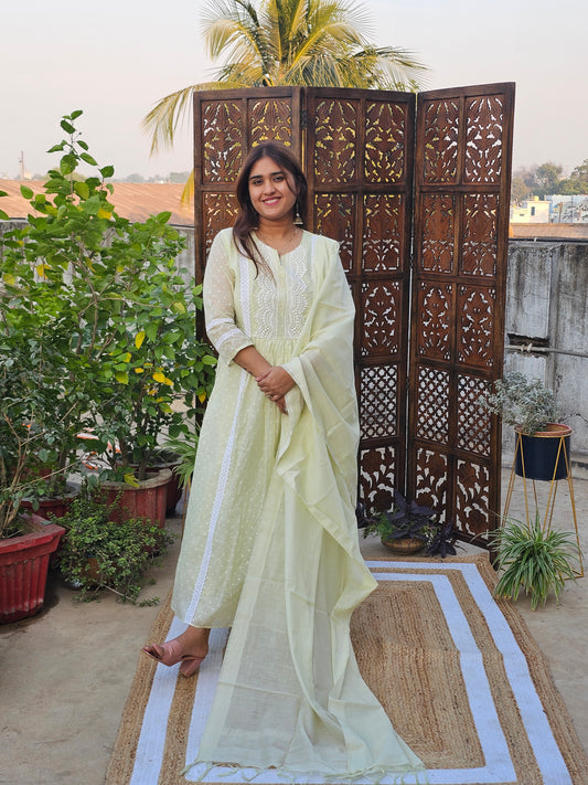 Jeenas anarkali pastel suit set