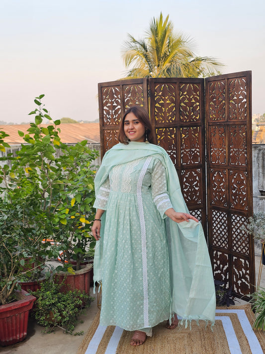 Jeenas anarkali pastel suit set