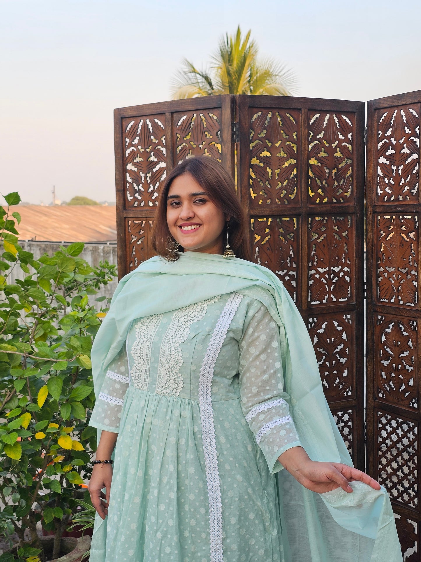 Jeenas anarkali pastel suit set