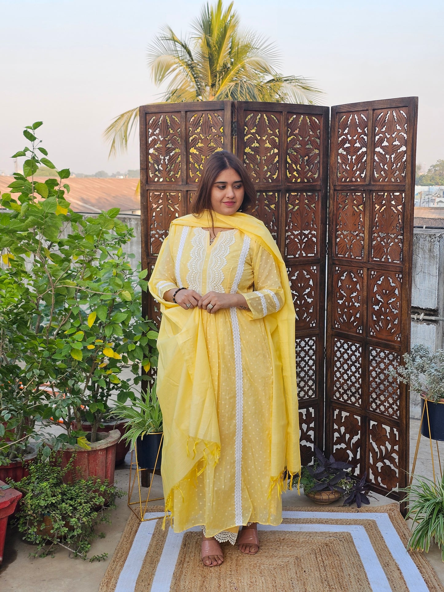 Jeenas anarkali pastel suit set