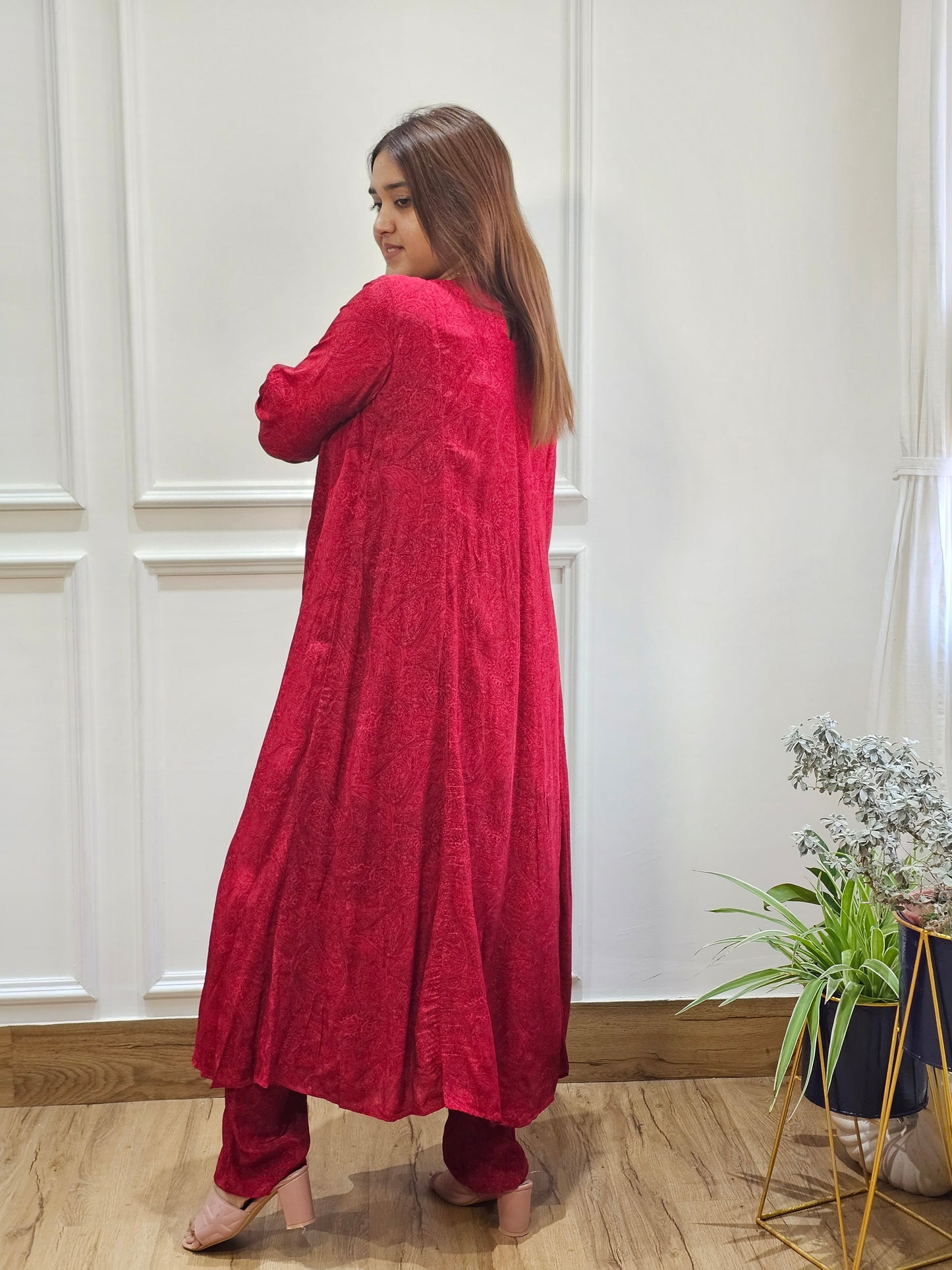 Jeenas Printed crepe antique kurta pant set