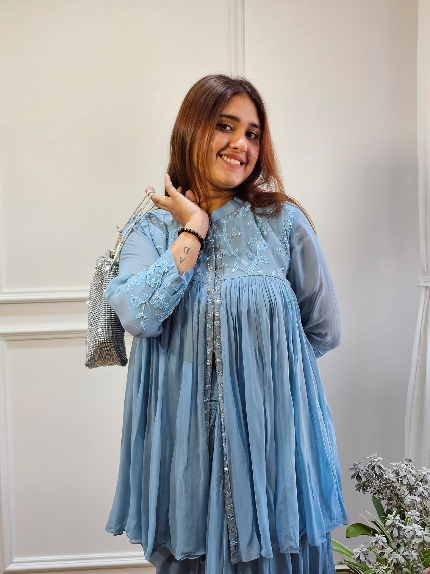 Jeenas drape skirt set