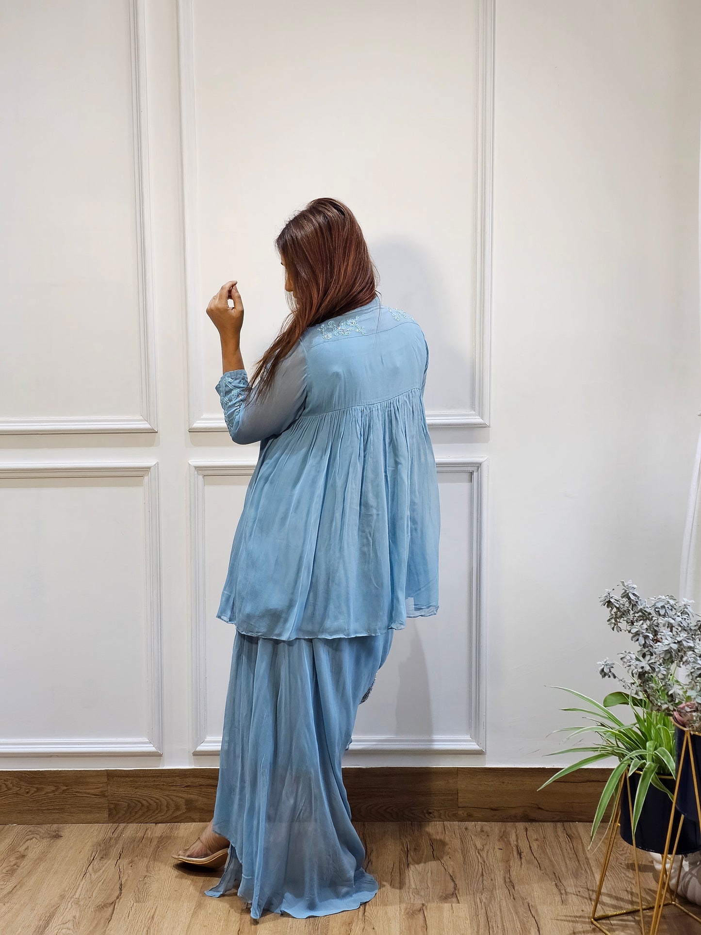 Jeenas drape skirt set
