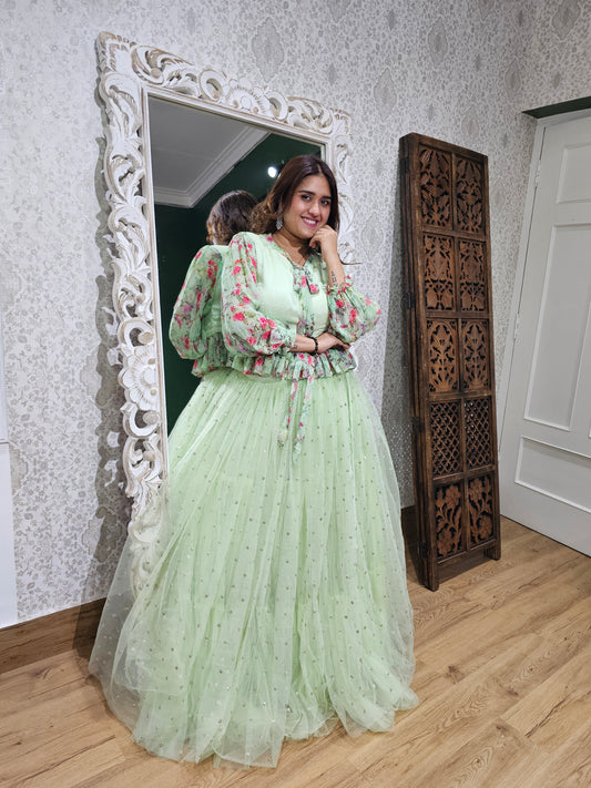 Jeenas sea green skirt set