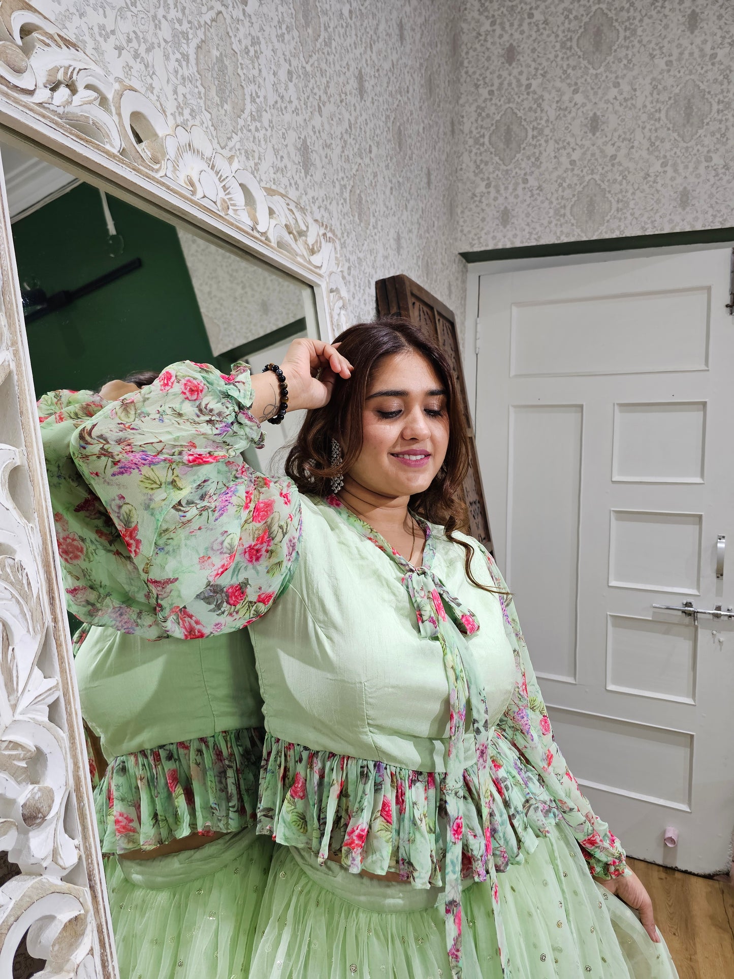 Jeenas sea green skirt set