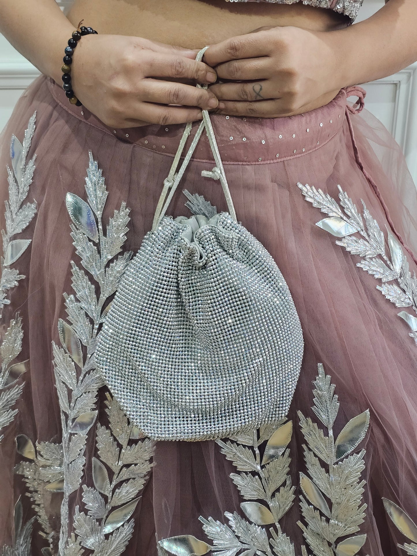 Jeenas silver onion lengha