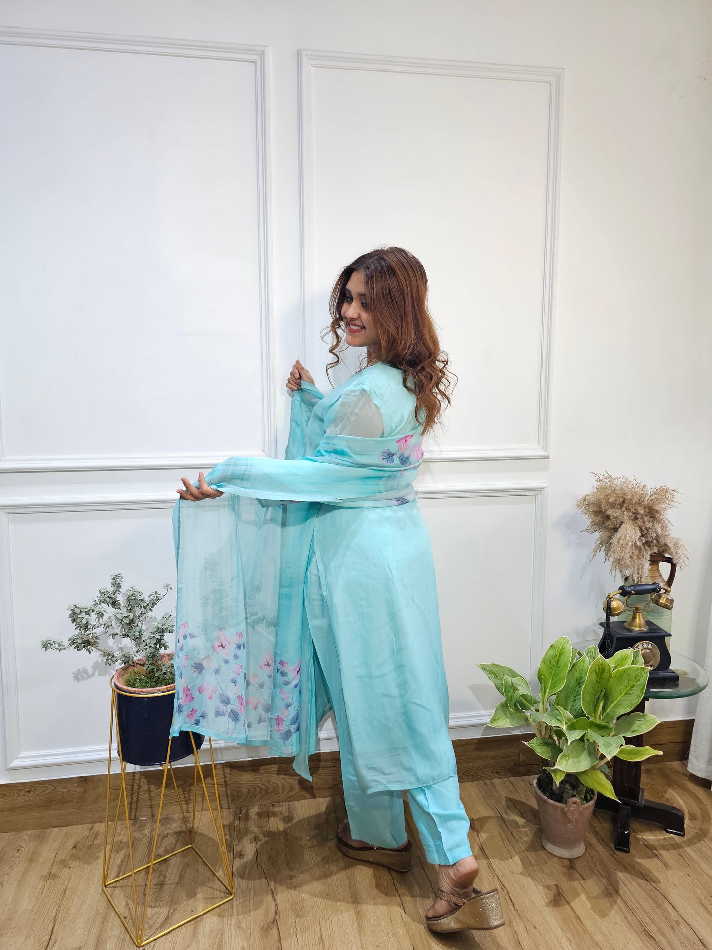 Jeenas organza Printed suit set