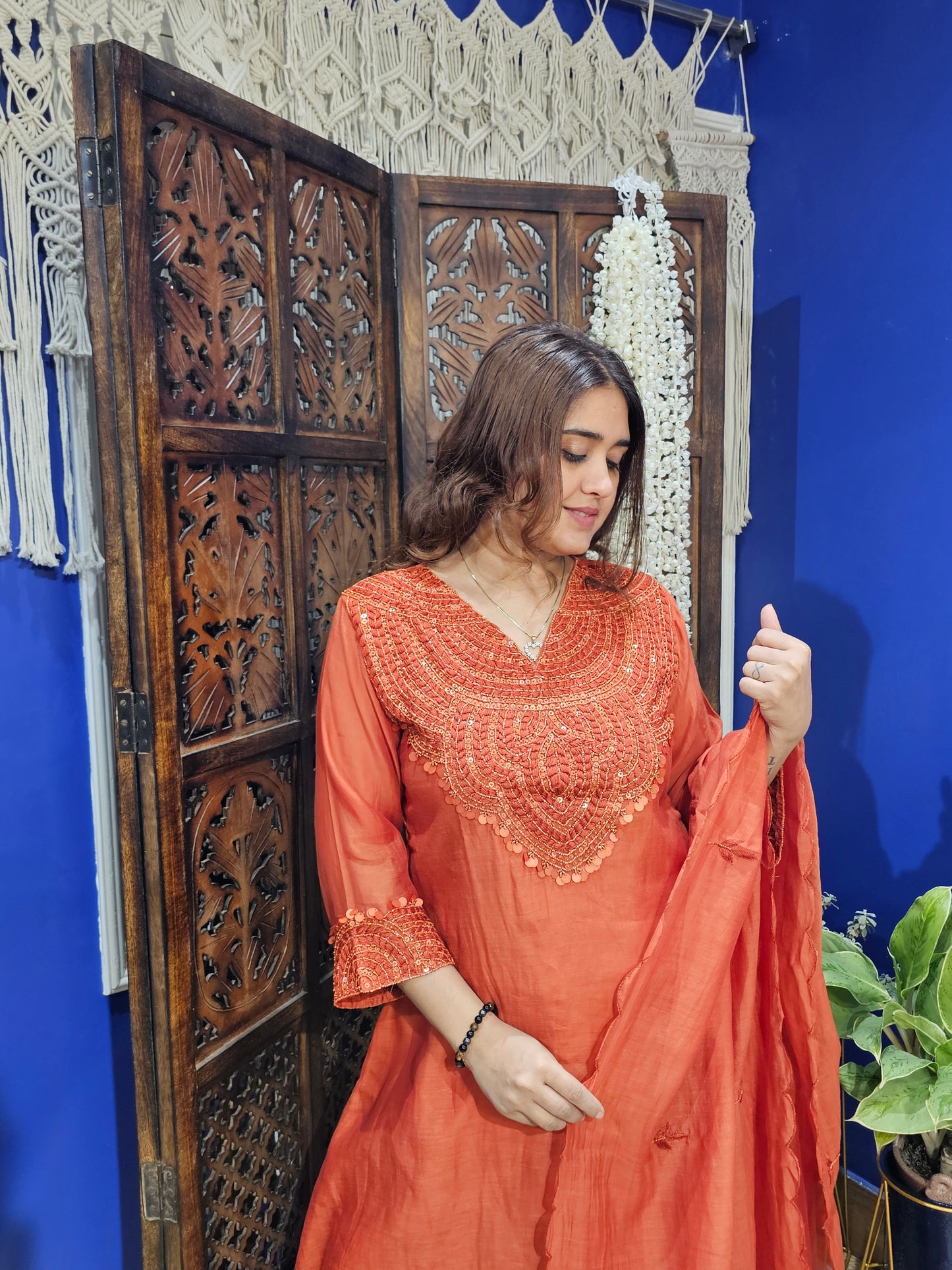 Jeenas embroidery A line suit set