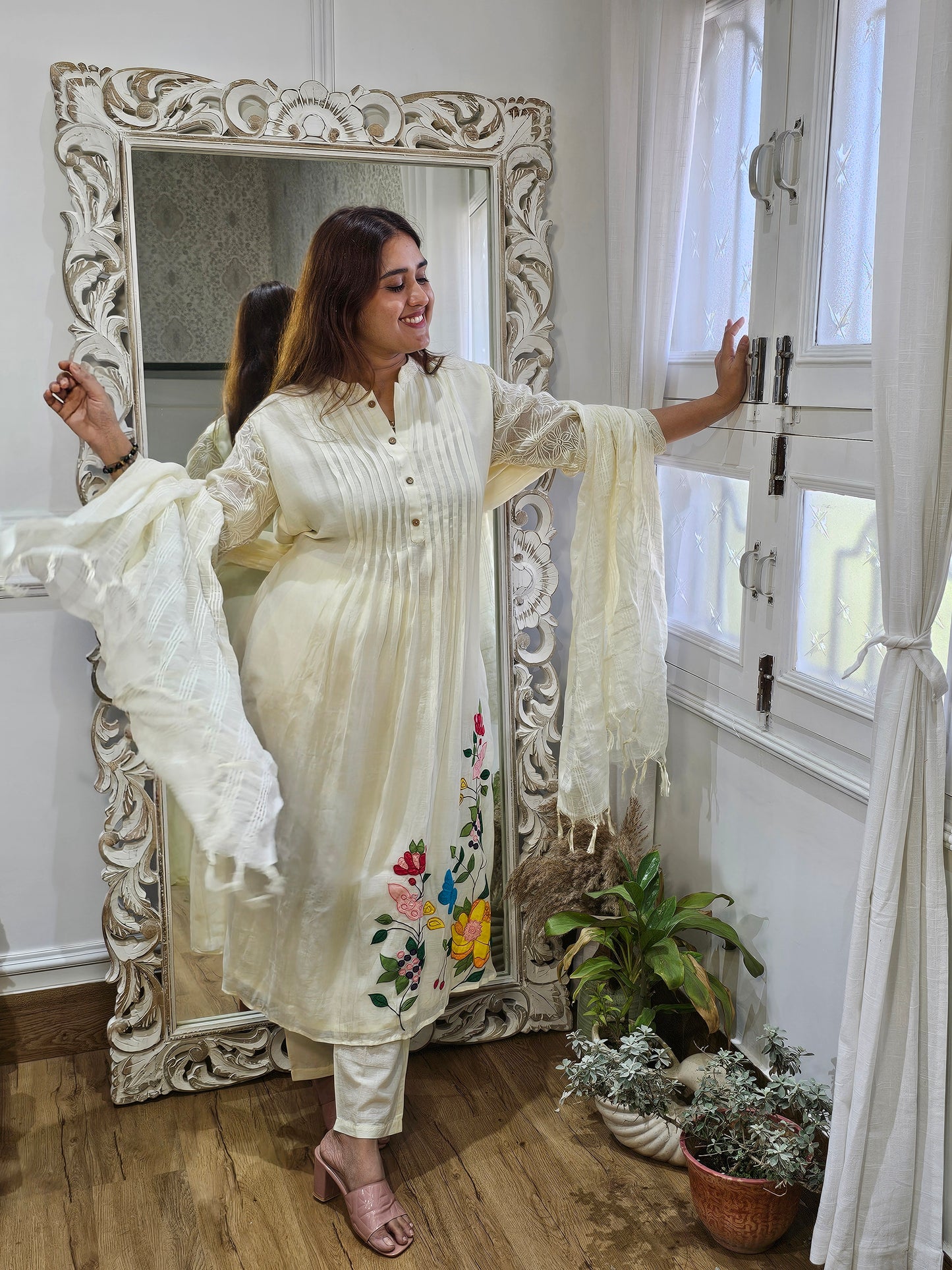 Jeenas pure mul chanderi suit