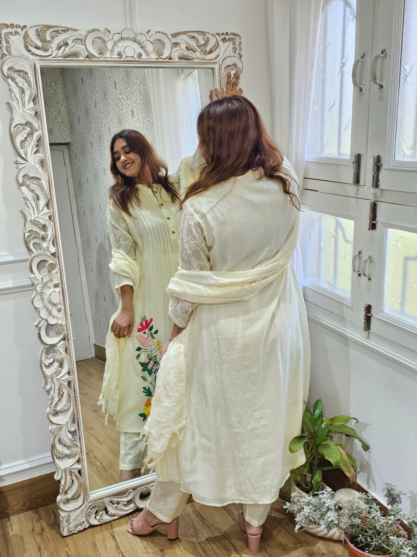 Jeenas pure mul chanderi suit