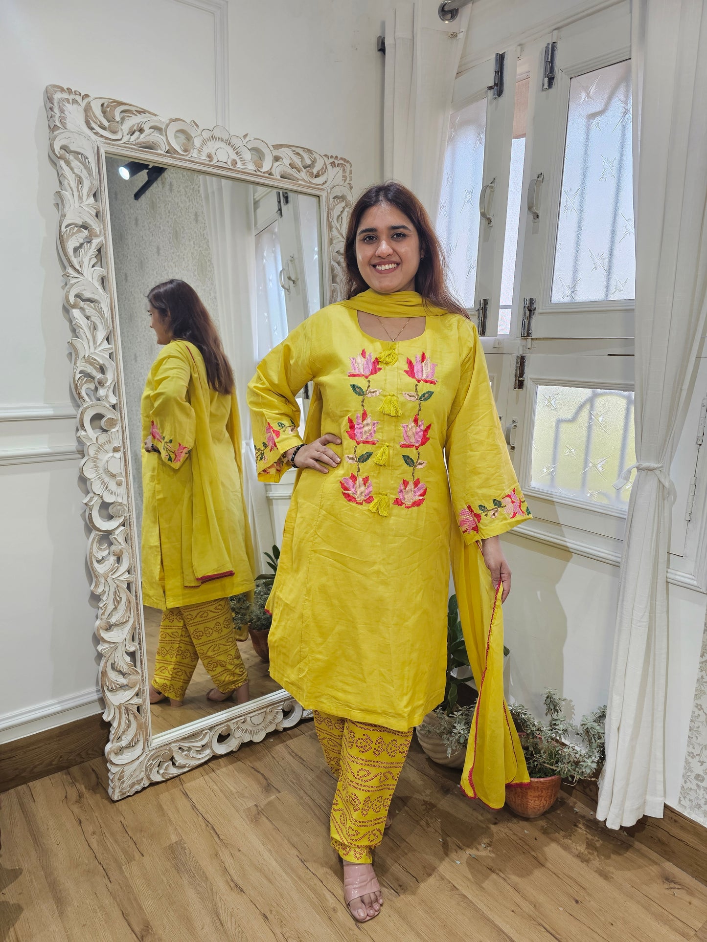 Jeenas cotton thread work suit set