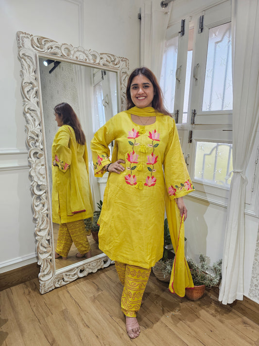 Jeenas cotton thread work suit set