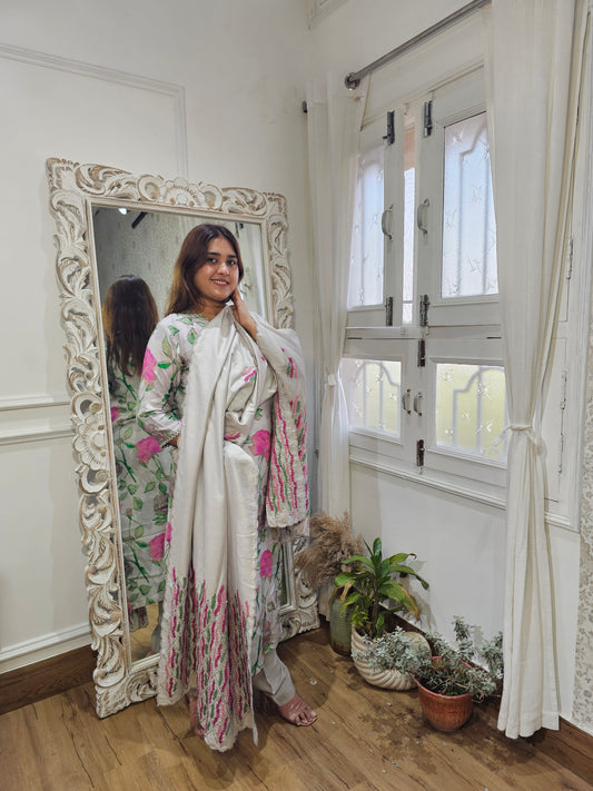 Jeenas pure muslin thread work suit set