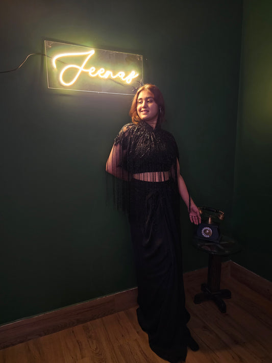 Jeenas cape designer indowestern set