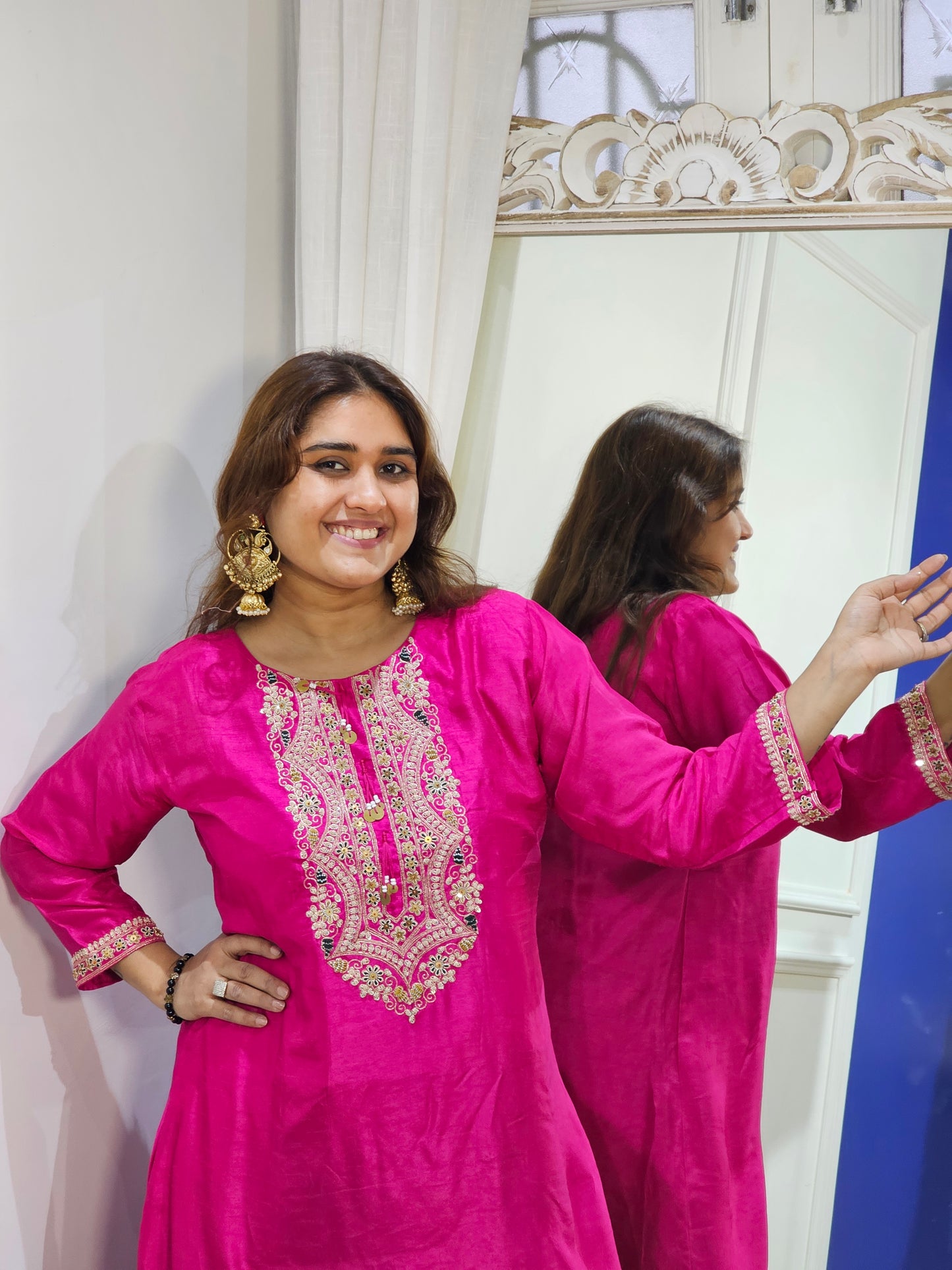 Jeenas silk Polk pant set