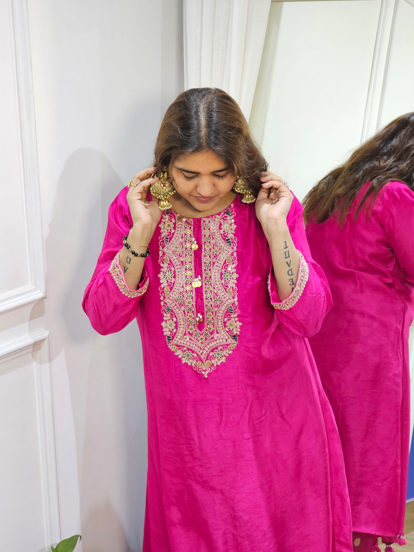 Jeenas silk Polk pant set