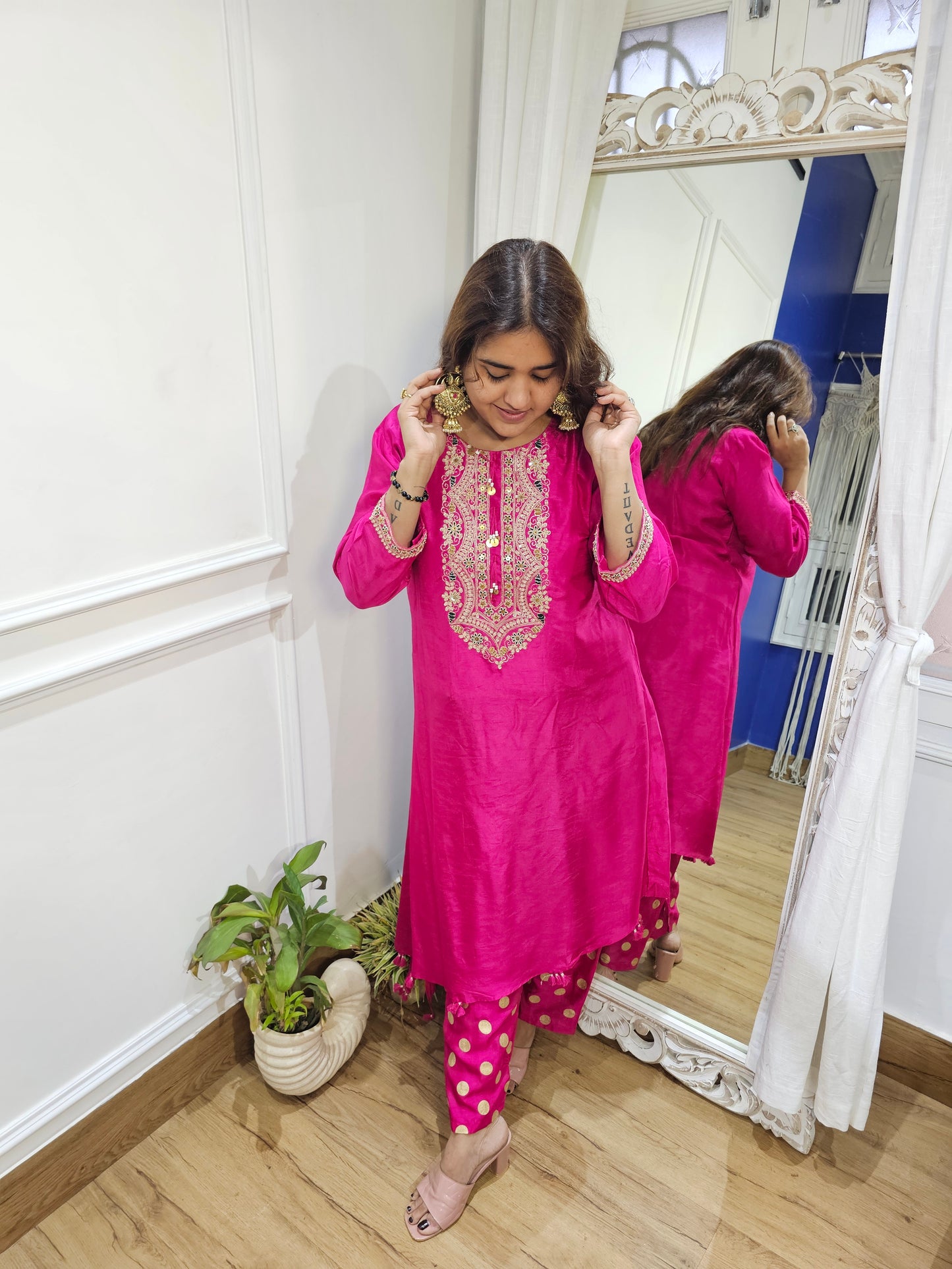 Jeenas silk Polk pant set