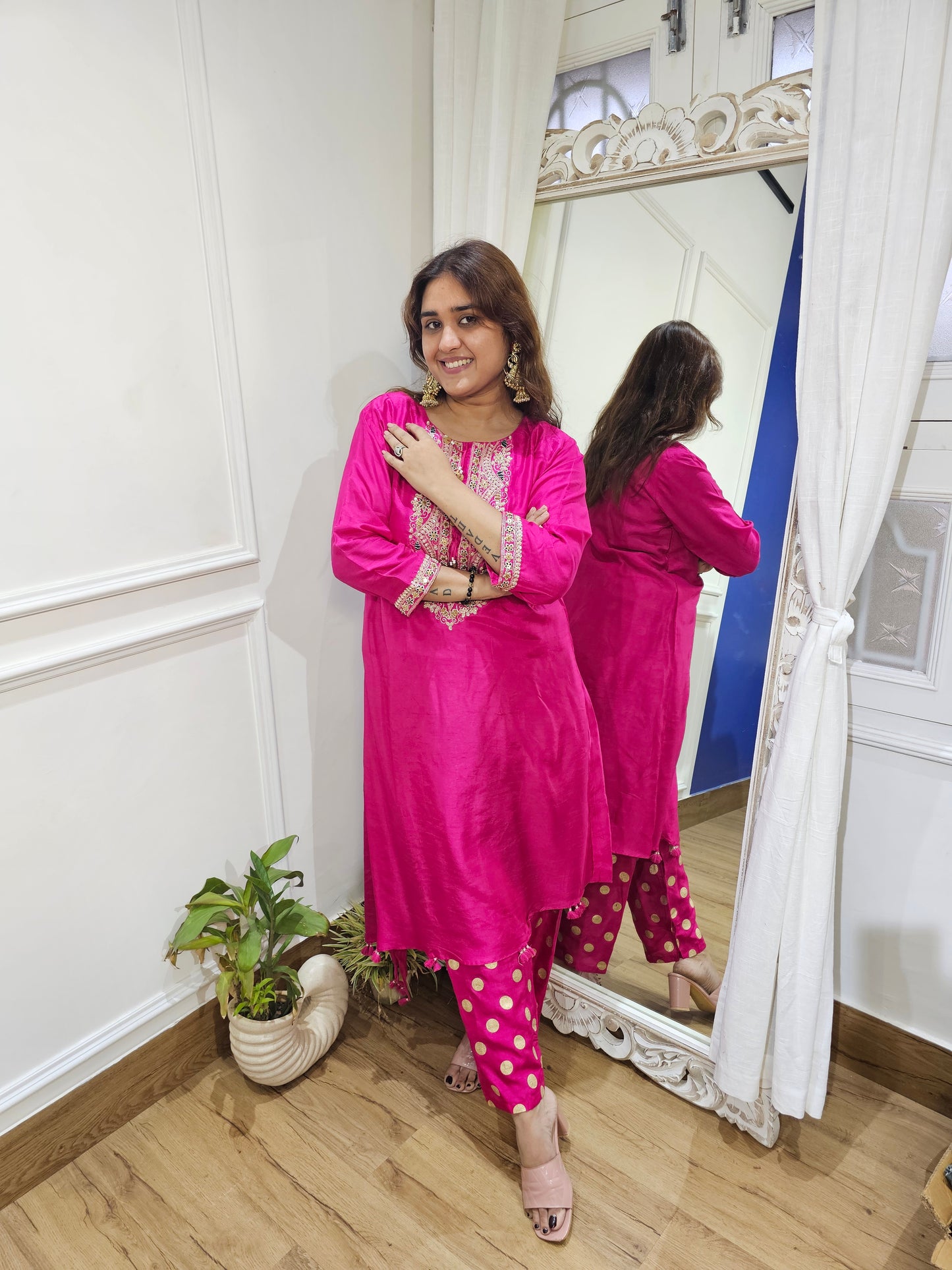 Jeenas silk Polk pant set
