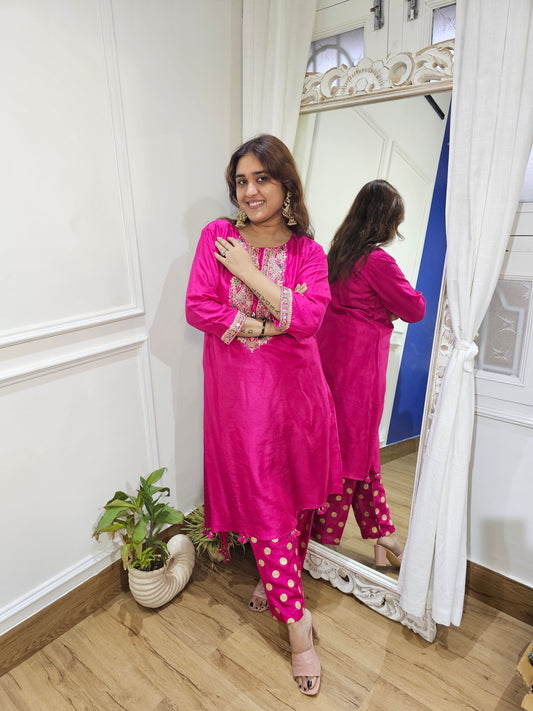 Jeenas silk Polk pant set