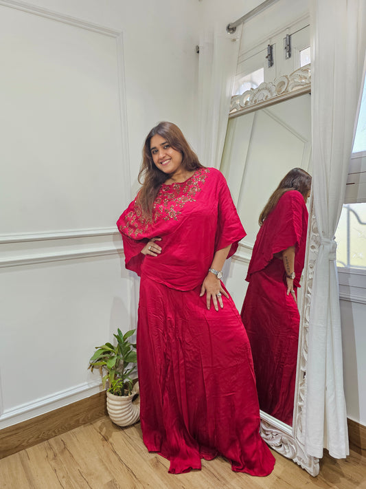 Jeenas red indowestern set