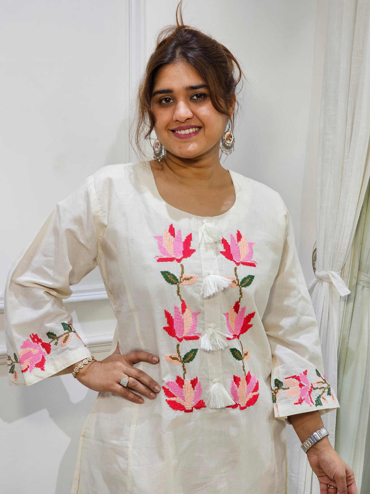 Jeenas cotton thread work suit set