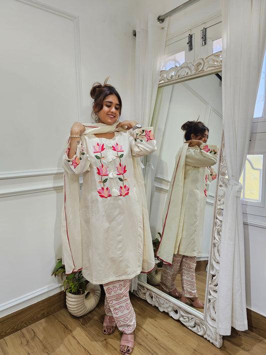 Jeenas cotton thread work suit set