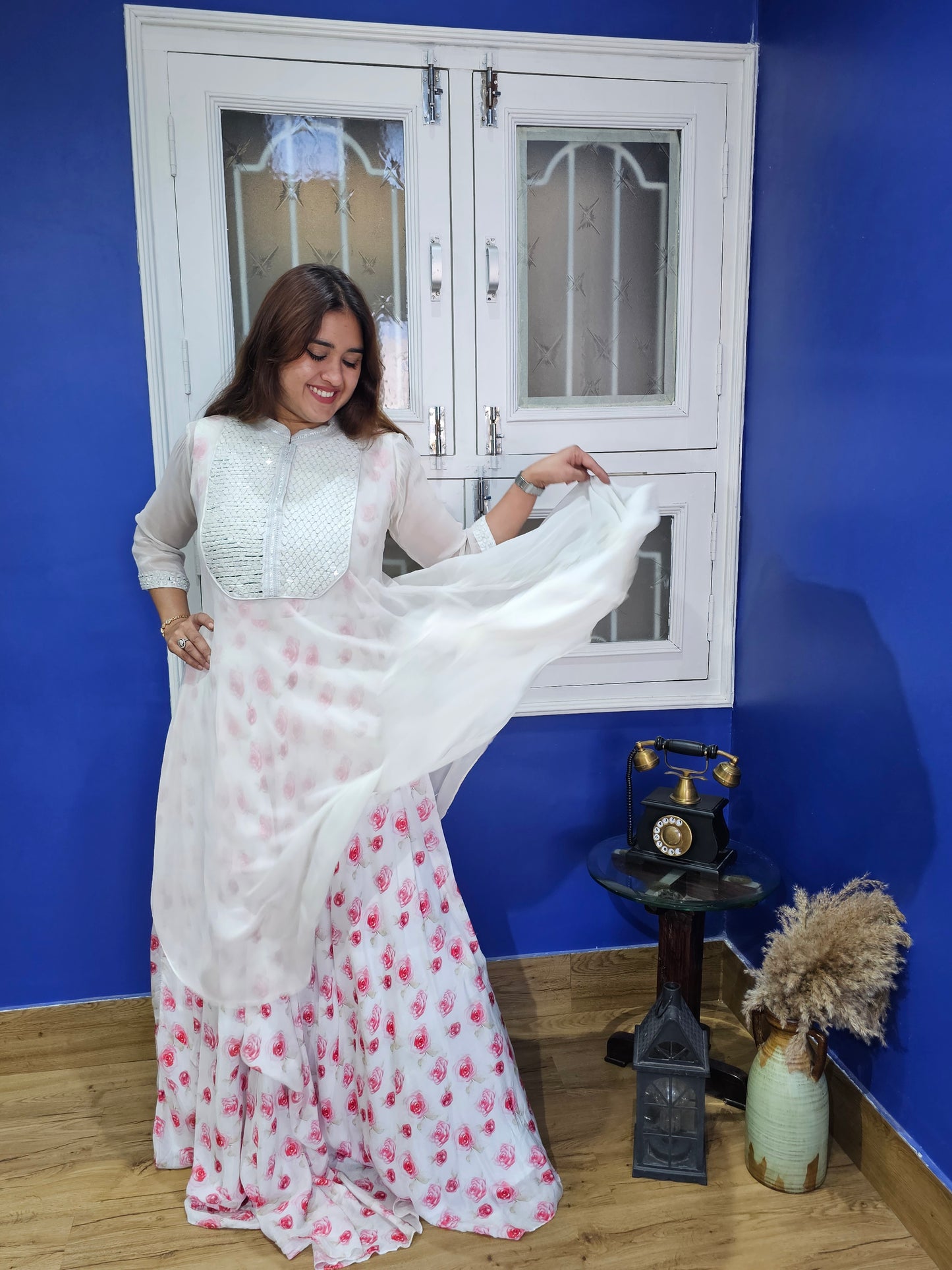 Jeenas white rose gown