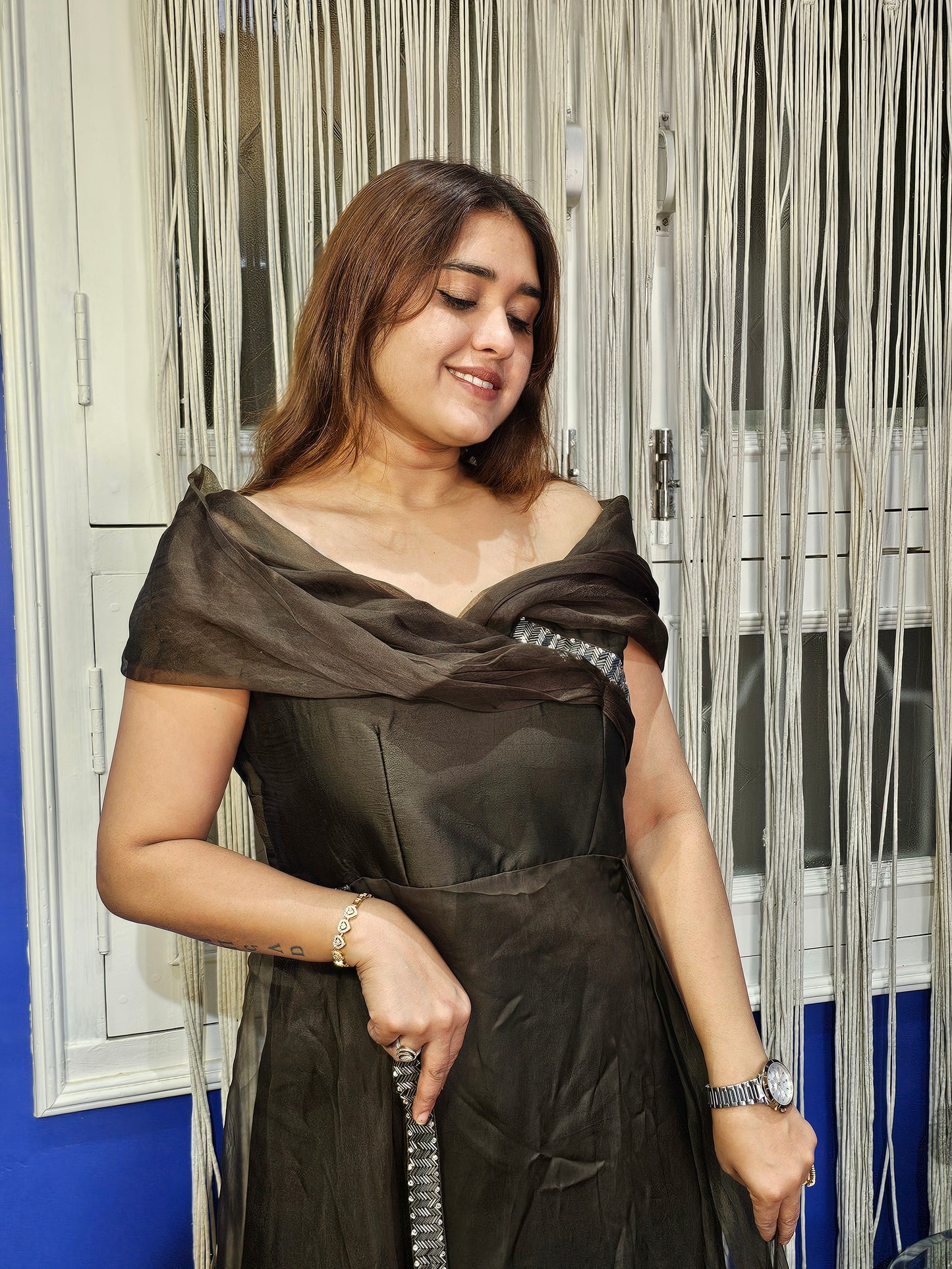 Jeenas brown cocktail gown dress